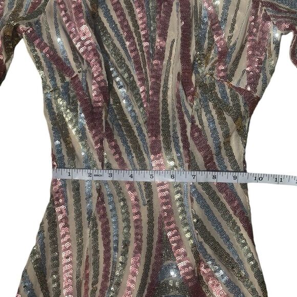 Selfie Leslie Karma Long Sleeve Keyhole Back Pink & Gold Sequin Dress Size XS - Picture 10 of 13
